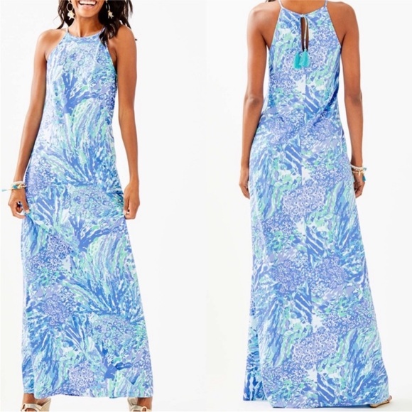 Lilly Pulitzer Dresses & Skirts - Lilly Pulitzer Margot Maxi Dress-Blue Haven Hey Hey Soleil